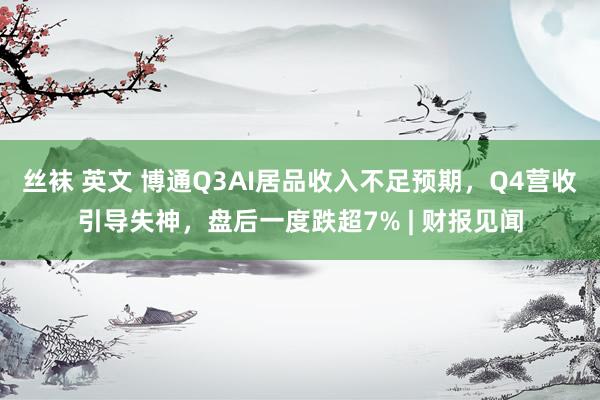 丝袜 英文 博通Q3AI居品收入不足预期，Q4营收引导失神，盘后一度跌超7% | 财报见闻