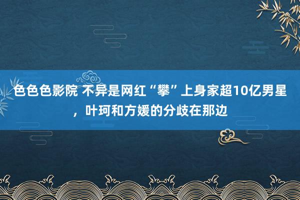 色色色影院 不异是网红“攀”上身家超10亿男星，叶珂和方媛的分歧在那边