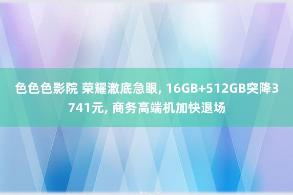 色色色影院 荣耀澈底急眼， 16GB+512GB突降3741元， 商务高端机加快退场