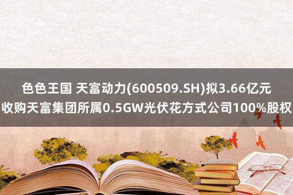 色色王国 天富动力(600509.SH)拟3.66亿元收购天富集团所属0.5GW光伏花方式公司100%股权