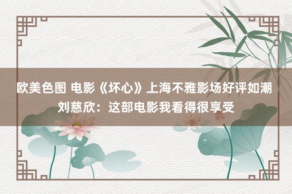 欧美色图 电影《坏心》上海不雅影场好评如潮 刘慈欣：这部电影我看得很享受